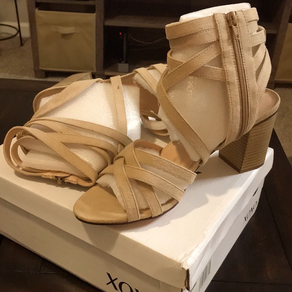 Shoes - Size 11. Suede Tan. Zipper on side. NEVER WORN.